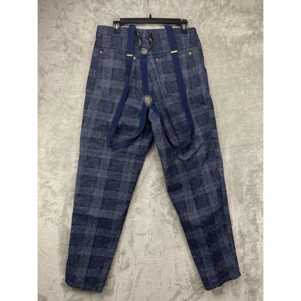 VTG Nixit Women's Speckled Plaid Denim Jeans Sz 34 Cotton Festival w/Suspenders